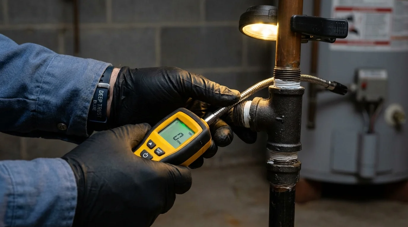 Gas leak detection with electronic sniffer by Johns Plumbing LLC in Fonda